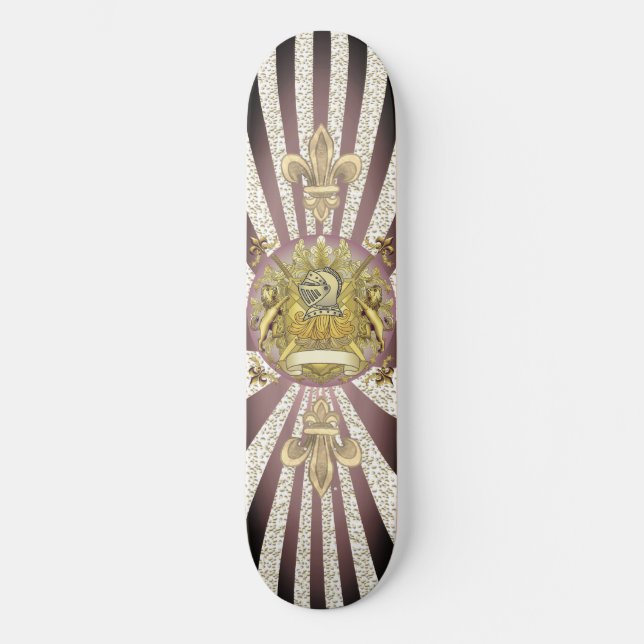Yellow Knight Shield Skateboard (Front)