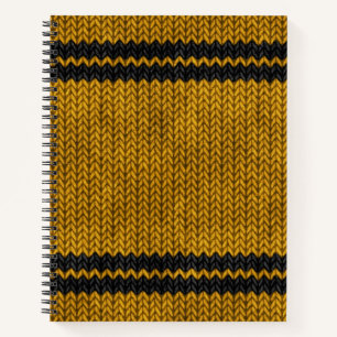 Yellow Knit-look Stripe Pattern Notebook