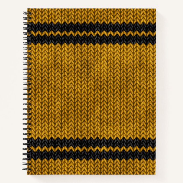 Yellow Knit-look Stripe Pattern Notebook (Front)