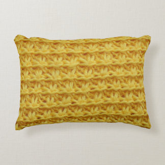 Yellow knitted fabric: striped texture. decorative cushion
