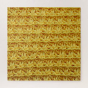 Yellow knitted fabric: striped texture. jigsaw puzzle