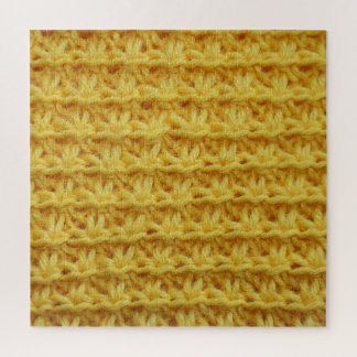 Yellow knitted fabric: striped texture. jigsaw puzzle