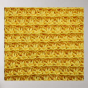 Yellow knitted fabric: striped texture. poster