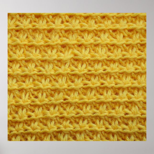 Yellow knitted fabric: striped texture. poster (Front)