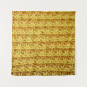 Yellow knitted fabric: striped texture. tapestry