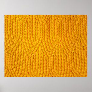 Yellow knitted surface textile material background poster