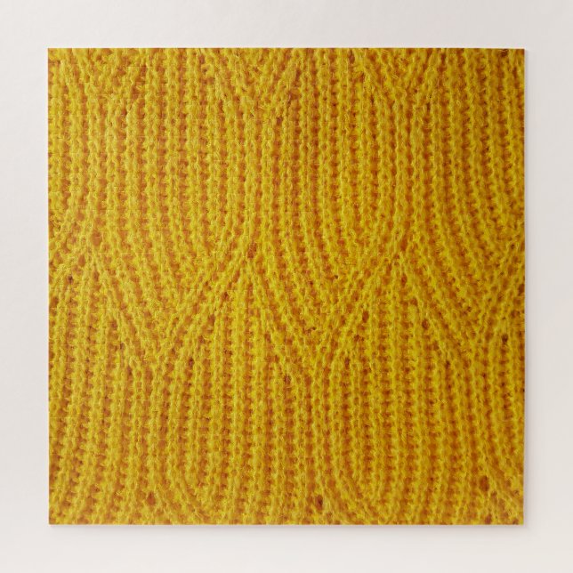 Yellow Knitted: Textile Surface Background. Jigsaw Puzzle (Vertical)