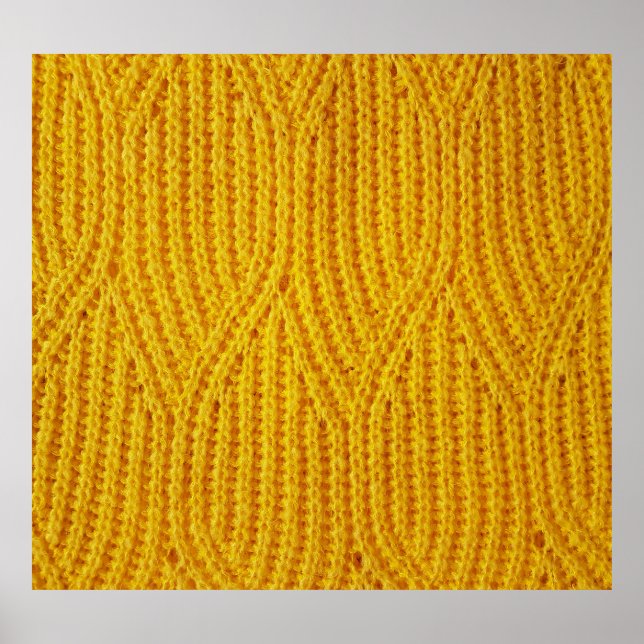Yellow Knitted: Textile Surface Background. Poster (Front)