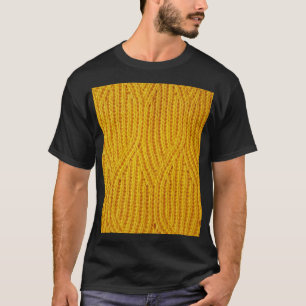 Yellow Knitted: Textile Surface Background. T-Shirt