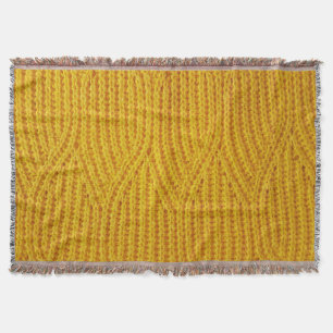 Yellow Knitted: Textile Surface Background. Throw Blanket