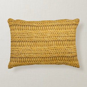 Yellow Knitted Textured Trendy Background Decorative Cushion