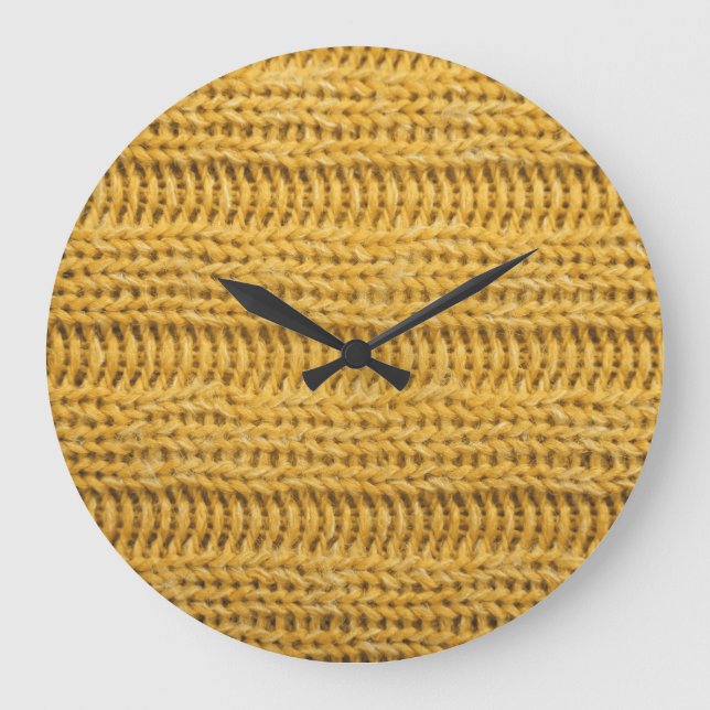 Yellow Knitted Textured Trendy Background Large Clock (Front)