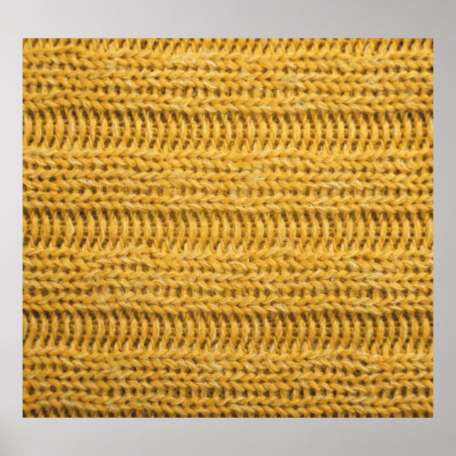 Yellow Knitted Textured Trendy Background Poster (Front)