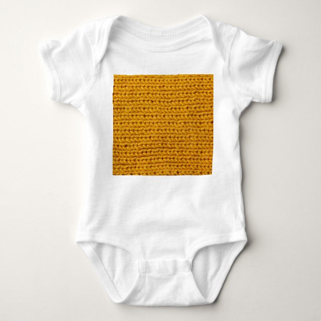 Yellow knitted wool, high-resolution texture. baby bodysuit (Front)