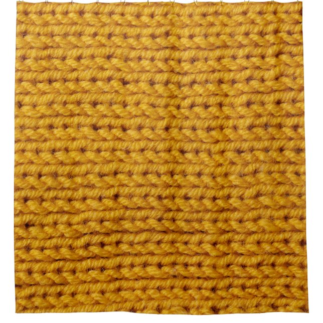 Yellow knitted wool, high-resolution texture. shower curtain (Front)