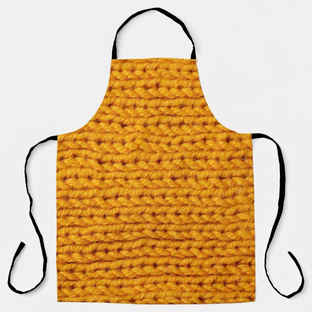 Yellow knitted wool texture background pattern wit apron (Front)