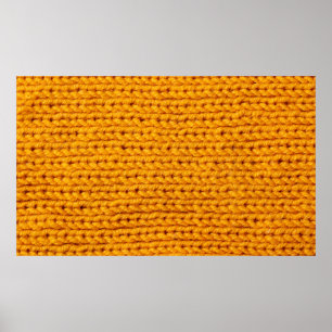 Yellow knitted wool texture background pattern wit poster