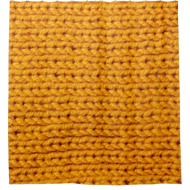 Yellow knitted wool texture background pattern wit shower curtain (Front)