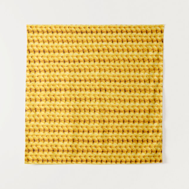 Yellow knitted woollen fabric background tapestry (Front)