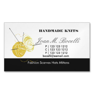 Yellow Knitting Crochet  Yarn Craft Artist Magnetic Business Card
