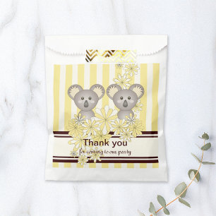 Yellow Koala Twin Baby Shower / Kids Birthday Favour Bag