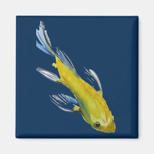 Yellow koi Japanese carp watercolour art fish Magnet