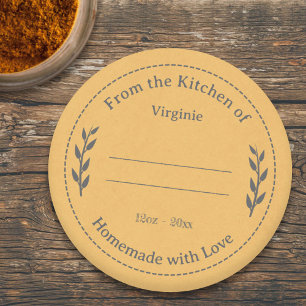 Yellow Kraft & Rustic Made with Love Label Sticker