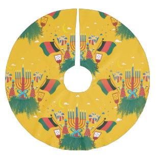 yellow kwanzaa christmas tree skirt