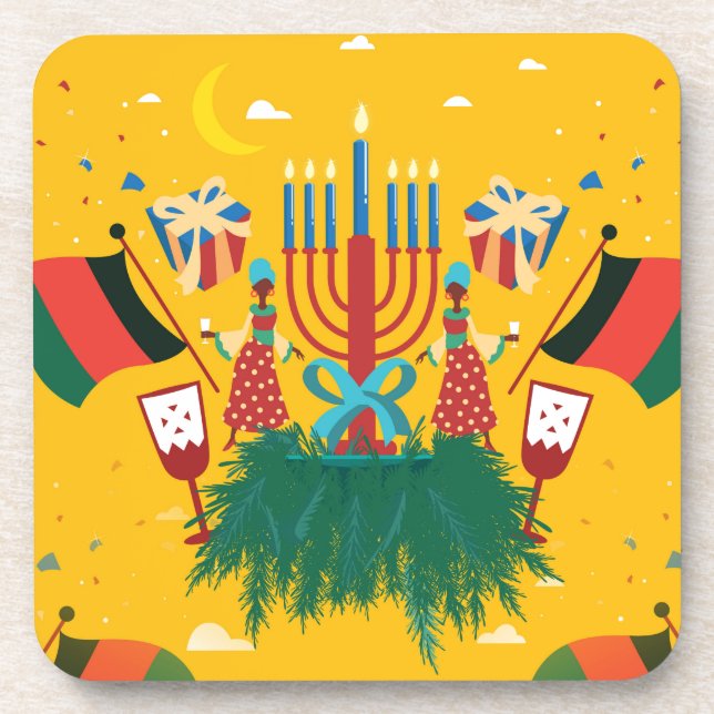 yellow Kwanzaa Coaster (Front)