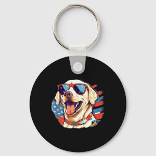 Yellow Lab 4th Of July Design Patriotic Pup Labrad Key Ring