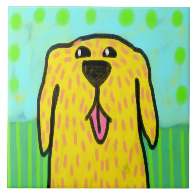 Yellow Lab Abstract Art Tile (Front)