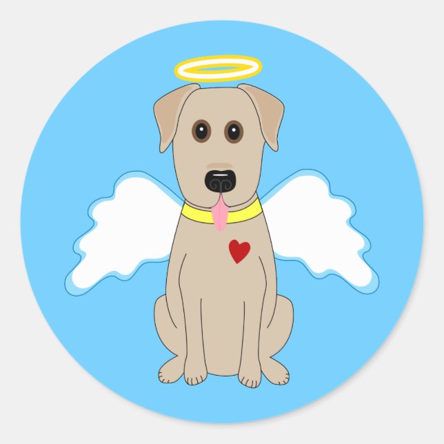 Yellow Lab Angel Dog Classic Round Sticker (Front)