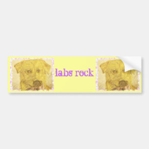 yellow lab art (labs rock) bumper sticker