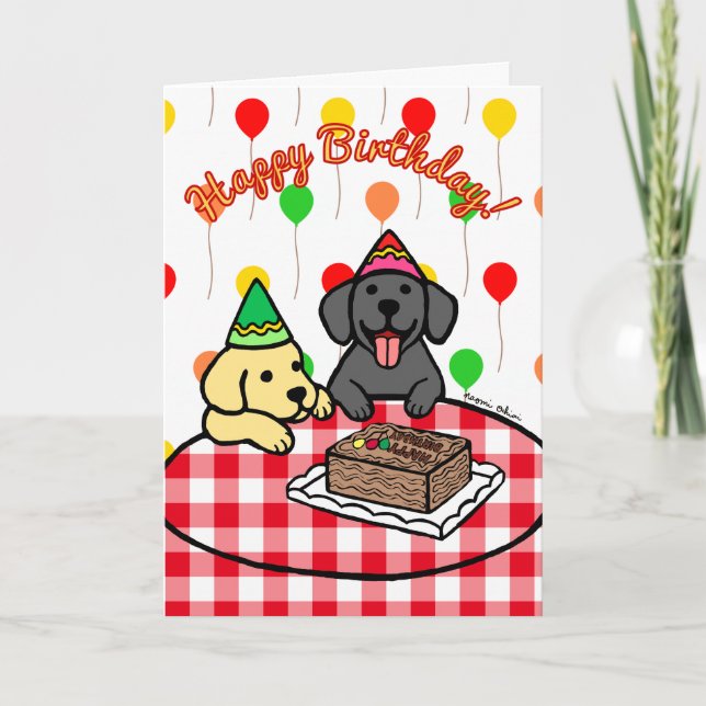 Yellow Lab & Black Lab Birthday Card (Front)