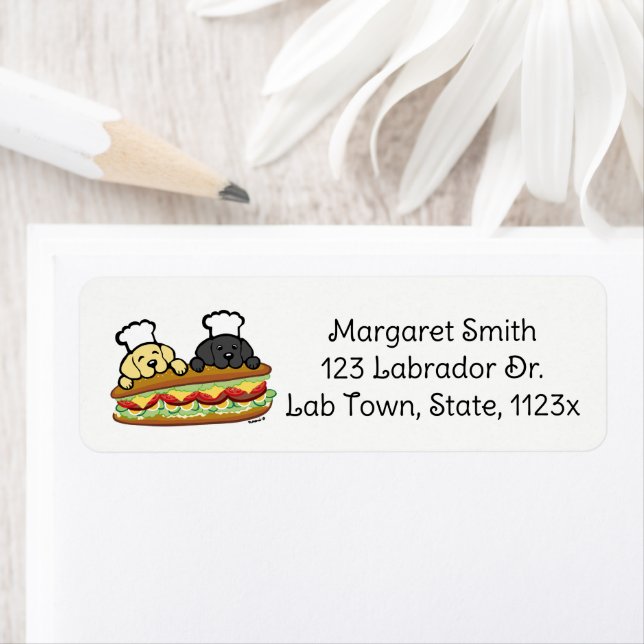 Yellow Lab, Black Lab Chefs Return Address Label (Insitu)
