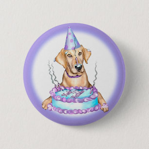 Yellow Lab Cake Face Birthday 6 Cm Round Badge