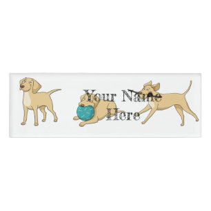 yellow lab cartoon 2 name tag