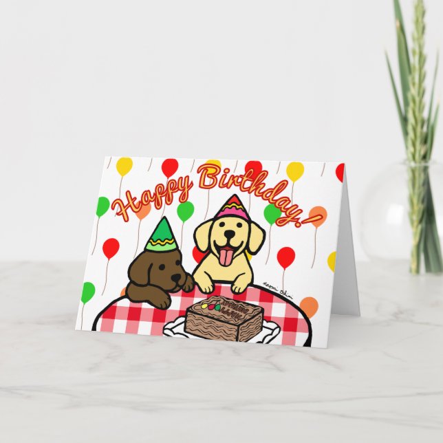 Yellow Lab & Chocolate Lab Birthday Card (Front)