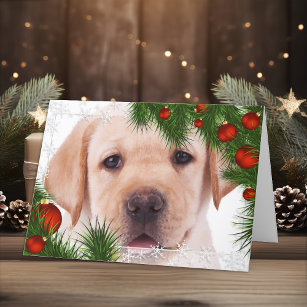 Yellow Lab Christmas Card- Cute Dog Puppy Labrador Holiday Card