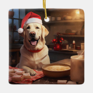 Yellow Lab Christmas Cookies Festive Holiday Ceramic Ornament