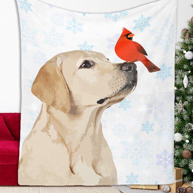 Yellow Lab Christmas Dog Labrador Fleece Blanket (Creator Uploaded)