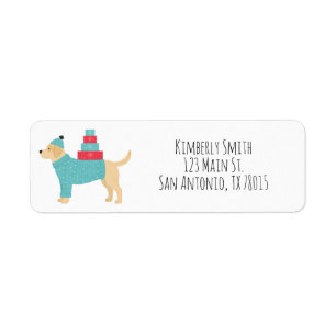 Yellow Lab Christmas Return Address  Label