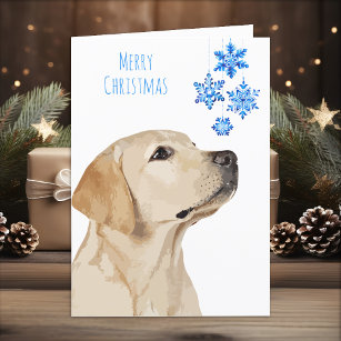 Yellow Lab Christmas Snowflakes Cute Dog Labrador Holiday Card