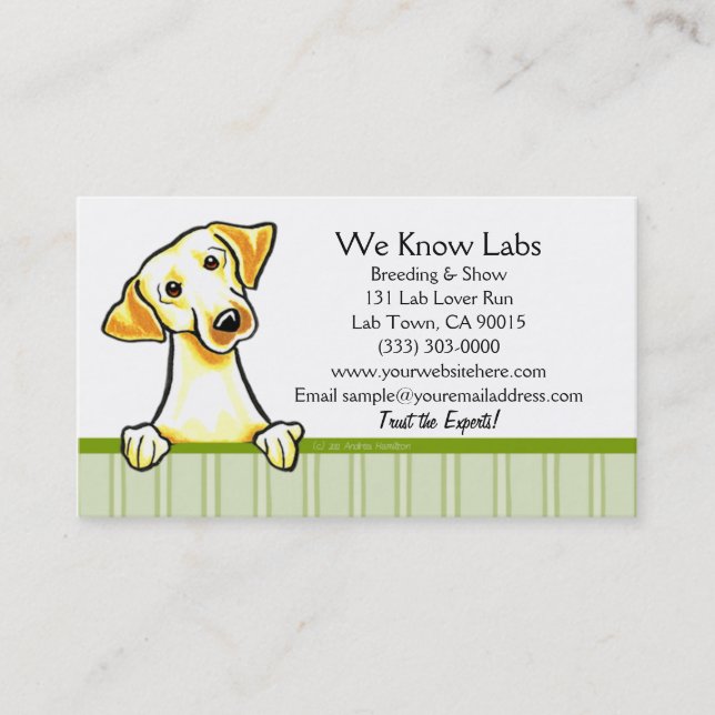 Yellow Lab Custom Pet Business Cards (Front)