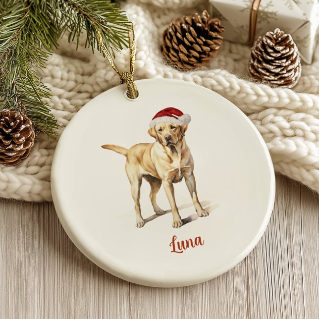 Yellow Lab Dog Personalised Christmas Ceramic Ornament (Creator Uploaded)