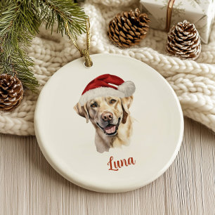 Yellow Lab Dog Personalised Christmas Ceramic Ornament