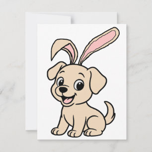 Yellow Lab Easter Rabbit Cartoon Card