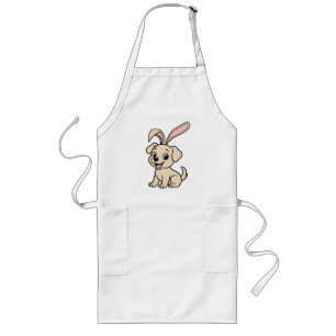 Yellow Lab Easter Rabbit Cartoon Long Apron