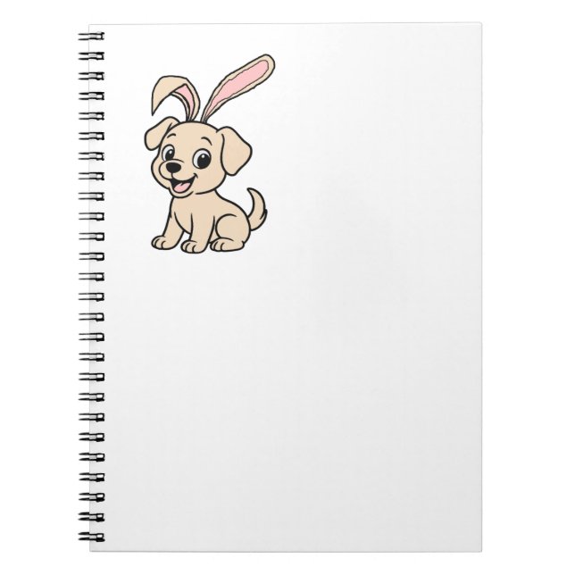 Yellow Lab Easter Rabbit Cartoon Notebook (Front)