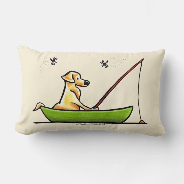Yellow Lab Fishing Lumbar Cushion (Front)